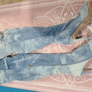 Thigh high Jean boots